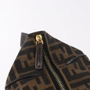 FENDI Zucca Canvas Vanity Hand Bag Brown Gold Auth 191739-18