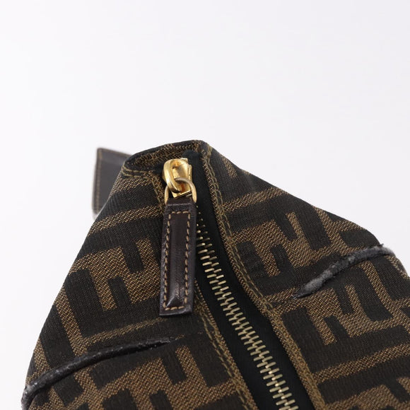 FENDI Zucca Canvas Vanity Hand Bag Brown Gold Auth 191739