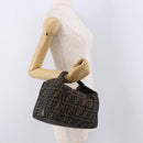 FENDI Zucca Canvas Vanity Hand Bag Brown Gold Auth 191739-24