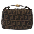 FENDI Zucca Canvas Vanity Hand Bag Brown Gold Auth 191739-13