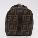 FENDI Zucca Canvas Vanity Hand Bag Brown Gold Auth 191739-4