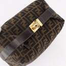 FENDI Zucca Canvas Vanity Hand Bag Brown Gold Auth 191739-6