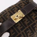 FENDI Zucca Canvas Vanity Hand Bag Brown Gold Auth 191739-7