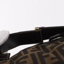 FENDI Zucca Canvas Vanity Hand Bag Brown Gold Auth 191739-8