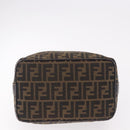 FENDI Zucca Canvas Vanity Hand Bag Brown Gold Auth 191739-5