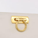 Salvatore Ferragamo Gancini Chain Shoulder Bag Leather White Gold Auth 191748-18