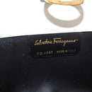 Salvatore Ferragamo Gancini Chain Shoulder Bag Leather White Gold Auth 191748-12