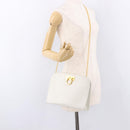 Salvatore Ferragamo Gancini Chain Shoulder Bag Leather White Gold Auth 191748-22