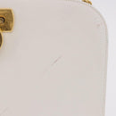 Salvatore Ferragamo Gancini Chain Shoulder Bag Leather White Gold Auth 191748-2
