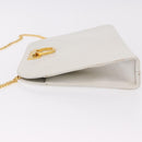 Salvatore Ferragamo Gancini Chain Shoulder Bag Leather White Gold Auth 191748-5