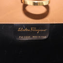 Salvatore Ferragamo Gancini Chain Shoulder Bag Leather Brown Gold Auth 191749-12