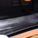 Salvatore Ferragamo Gancini Chain Shoulder Bag Leather Brown Gold Auth 191749-10