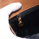 Salvatore Ferragamo Gancini Chain Shoulder Bag Leather Brown Gold Auth 191749-20