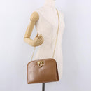 Salvatore Ferragamo Gancini Chain Shoulder Bag Leather Brown Gold Auth 191749-21