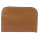 Salvatore Ferragamo Gancini Chain Shoulder Bag Leather Brown Gold Auth 191749-2
