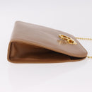 Salvatore Ferragamo Gancini Chain Shoulder Bag Leather Brown Gold Auth 191749-3