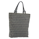 FENDI Zucchino Canvas Hand Bag Navy Silver Auth 191751V-1