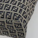 FENDI Zucchino Canvas Hand Bag Navy Silver Auth 191751V-14