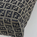 FENDI Zucchino Canvas Hand Bag Navy Silver Auth 191751V-16