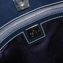 FENDI Zucchino Canvas Hand Bag Navy Silver Auth 191751V-17