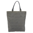FENDI Zucchino Canvas Hand Bag Navy Silver Auth 191751V-13