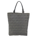 FENDI Zucchino Canvas Hand Bag Navy Silver Auth 191751V-2