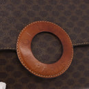 CELINE Macadam Circle Shoulder Bag PVC Brown Gold Tone Auth 191752-18