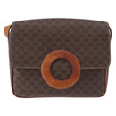 CELINE Macadam Circle Shoulder Bag PVC Brown Gold Tone Auth 191752-13