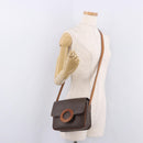 CELINE Macadam Circle Shoulder Bag PVC Brown Gold Tone Auth 191752-24