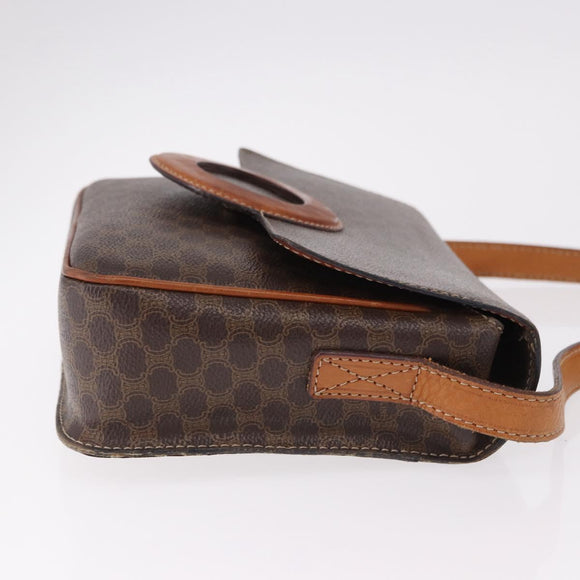 CELINE Macadam Circle Shoulder Bag PVC Brown Gold Tone Auth 191752