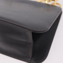 Salvatore Ferragamo Metal Hand Bag Leather Gray Gold Tone Auth 191753A-11