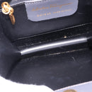 Salvatore Ferragamo Metal Hand Bag Leather Gray Gold Tone Auth 191753A-15