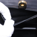 Salvatore Ferragamo Metal Hand Bag Leather Gray Gold Tone Auth 191753A-19