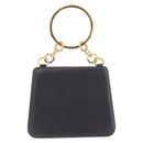 Salvatore Ferragamo Metal Hand Bag Leather Gray Gold Tone Auth 191753A-2