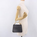 Salvatore Ferragamo Metal Hand Bag Leather Gray Gold Tone Auth 191753A-20
