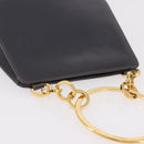 Salvatore Ferragamo Metal Hand Bag Leather Gray Gold Tone Auth 191753A-6