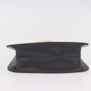 Salvatore Ferragamo Metal Hand Bag Leather Gray Gold Tone Auth 191753A-9