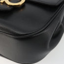 Salvatore Ferragamo Gancini Shoulder Bag Leather Black Gold Tone Auth 191754V-9