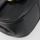 Salvatore Ferragamo Gancini Shoulder Bag Leather Black Gold Tone Auth 191754V-14