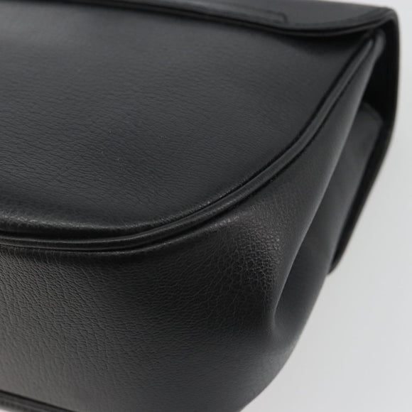 Salvatore Ferragamo Gancini Shoulder Bag Leather Black Gold Tone Auth 191754V
