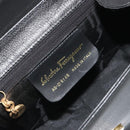 Salvatore Ferragamo Gancini Shoulder Bag Leather Black Gold Tone Auth 191754V-12
