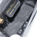 Salvatore Ferragamo Gancini Shoulder Bag Leather Black Gold Tone Auth 191754V-11
