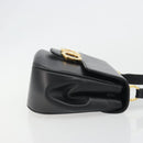 Salvatore Ferragamo Gancini Shoulder Bag Leather Black Gold Tone Auth 191754V-3