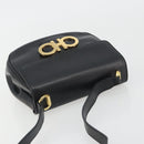 Salvatore Ferragamo Gancini Shoulder Bag Leather Black Gold Tone Auth 191754V-6