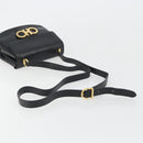 Salvatore Ferragamo Gancini Shoulder Bag Leather Black Gold Tone Auth 191754V-7