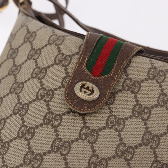 GUCCI GG Supreme Shoulder Bag PVC Leather Beige Gold Tone 904.02.081 Auth 191757