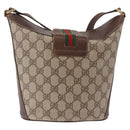 GUCCI GG Supreme Shoulder Bag PVC Leather Beige Gold Tone 904.02.081 Auth 191757-3