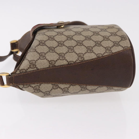GUCCI GG Supreme Shoulder Bag PVC Leather Beige Gold Tone 904.02.081 Auth 191757