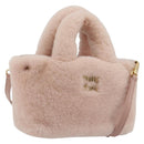 Miu Miu Hand Bag Fur 2way Pink Gold Tone Auth 191761SM-1