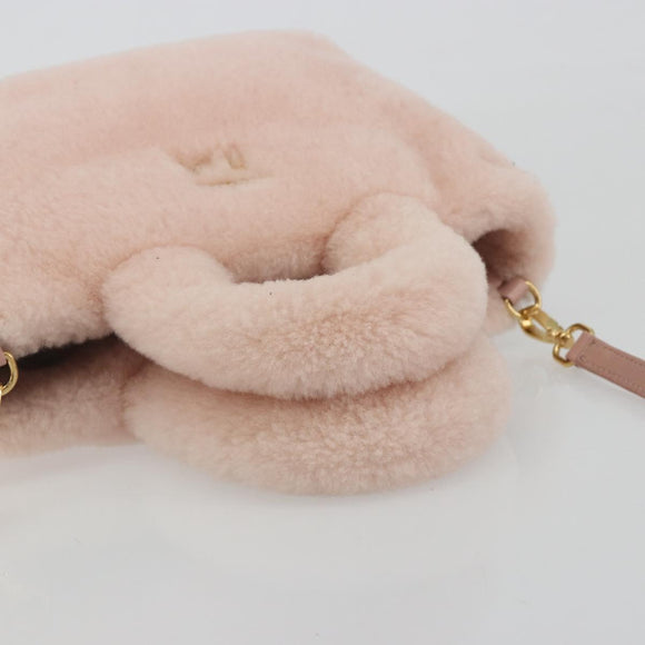 Miu Miu Hand Bag Fur 2way Pink Gold Tone Auth 191761SM
